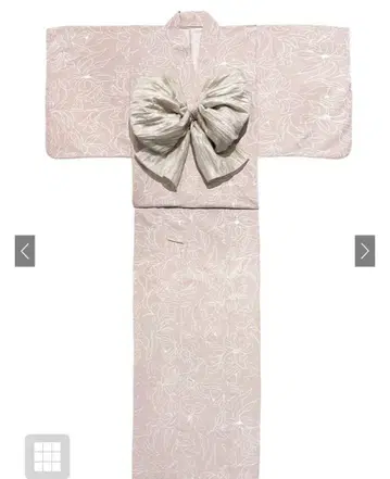 시어 병자 오비 포함 꽃무늬 핑크 유카타