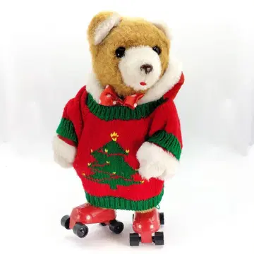 레트로 곰 산타 코스프레 롤러 스케이트 봉제 인형 댄싱