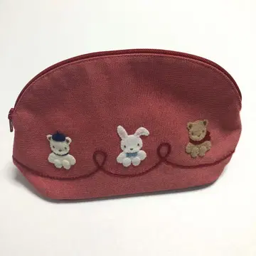 파밀리아 파우치 토끼 곰 새상품급 빨간색 펜 케이스 바닥이 넓은