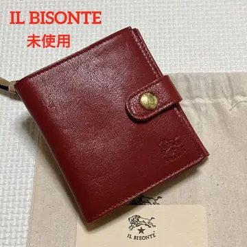 미사용 IL BISONTE 일비종떼 가죽 접이식 지갑 레드 봉투 포함