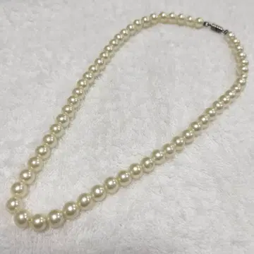 펄 목걸이 4~5mm 구슬 새상품급 실버 금장 장식 화이트