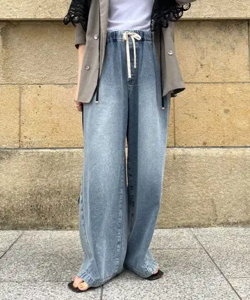 두두 데님 와이드 이지 팬츠