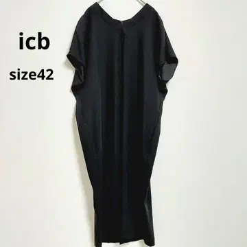 새상품급 icb 반팔 V넥 돌먼 슬리브 롱 원피스 블랙