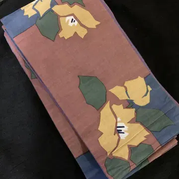요네자와 민예 면직물 초목 염색 리버서블 반폭 오비