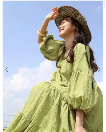 벌룬 슬리브 깅엄 체크 티어드 원피스 블랙