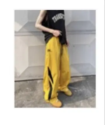 NOWLE 원포인트 자수 사이드 라인 와이드 나일론 팬츠 XL