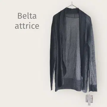 BELTAATTRICE [M~L] 숄카라 시어 가디건 블랙 라메