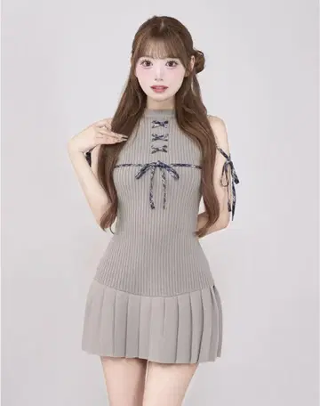 Darich 다리치 도킹 레이스업 미니 원피스 GRY