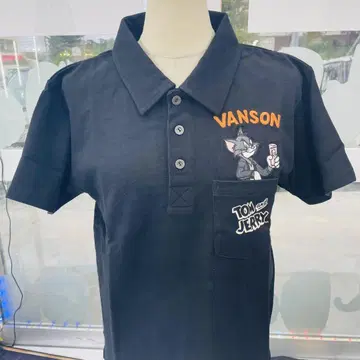 (1) VANSON 톰과 제리 피케 셔츠 블랙