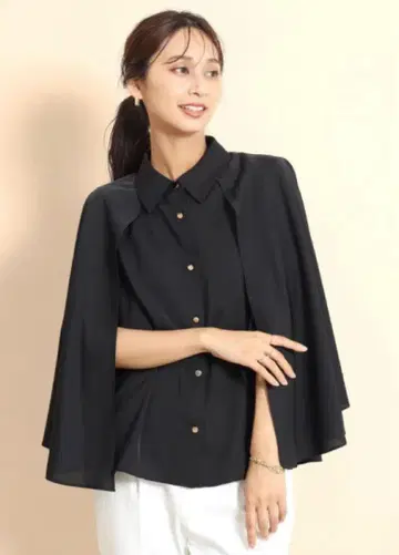 케이프 디자인 셔츠 칼라 블라우스