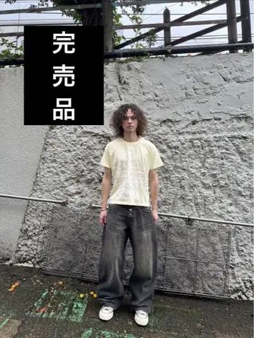 (완판템) BADWAY Grunge studs wide denim