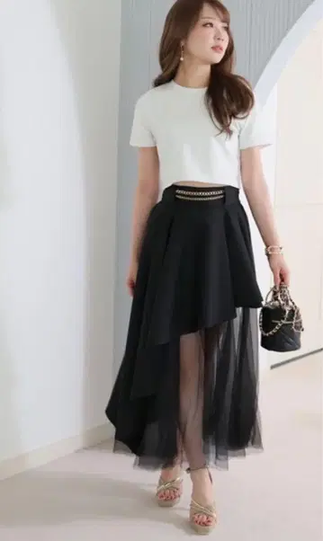 비대칭 블랙 롱 스커트 M 사이즈