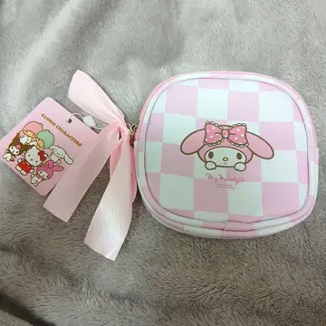 마이멜로디 체크 무늬 파우치