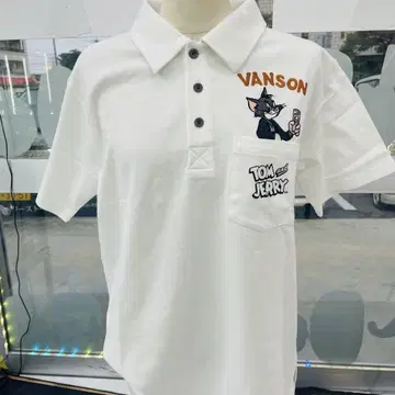(2) VANSON 톰과 제리 피케 셔츠 화이트