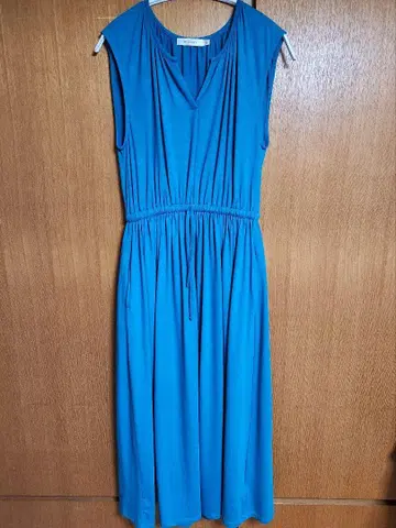 MOUSSY 프렌치 슬리브 롱 원피스 파랑