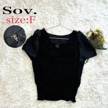Sov. 소브 프릴 반팔 상의 지퍼 블랙 F