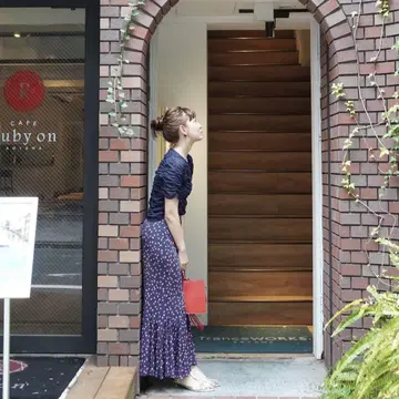 메쉬 프린트 머메이드 스커트