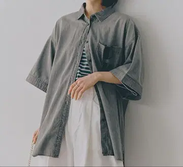 와이드 데님 셔츠