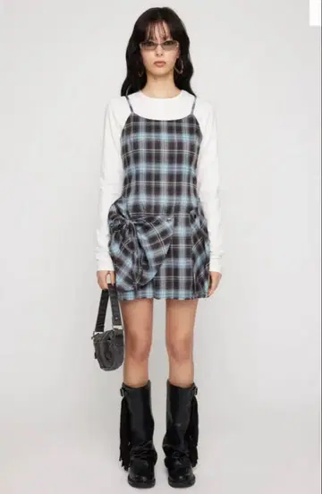 laguagem ASYMMETRY PLAID 원피스