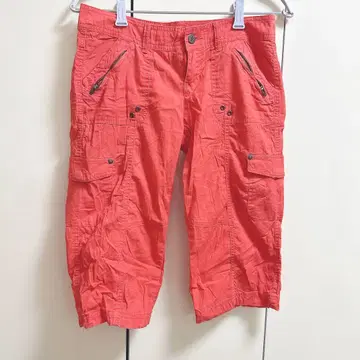 빨간색 카고 숏 팬츠