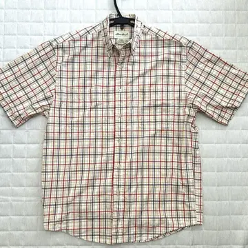 1920년대 Eddie Bauer 체크 무늬 반팔 셔츠 S/P
