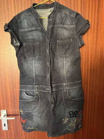 Desigual 다크 데님 반팔 점퍼 L