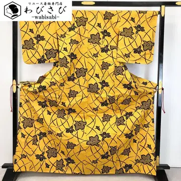 여름 기모노 유카타 꽃 무늬 진한 달걀색 톨 사이즈 K-4506
