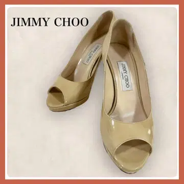 JIMMY CHOO 에나멜 오픈토 펌프스 베이지 24cm