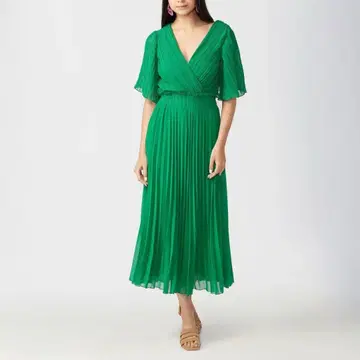 ZARA 자라 롱 플리츠 원피스 미디 드레스 그린 사이즈 L