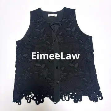 Eimee Law 컷워크 베스트 꽃무늬 플라워 자수 블랙