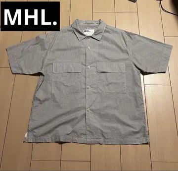 새상품급 MHL. 코튼 린넨 체크 셔츠 마가렛 호웰