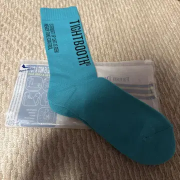미사용 TIGHTBOOTH 터콰이즈 LABEL LOGO SOCKS