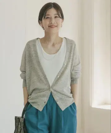 URBAN RESEARCH DOORS 린넨 V넥 가디건