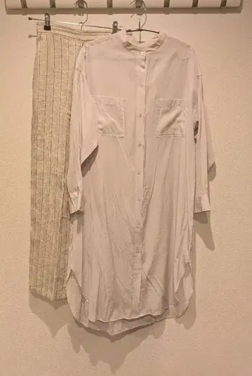 저널 스탠다드 리룸 셔츠 원피스 밴드 카라 라벤더
