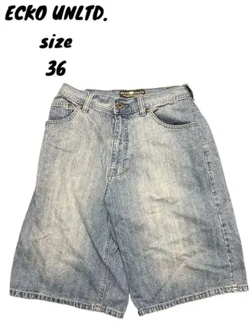 ECKO UNLTD 에코 포켓 패턴 와이드 하프 데님