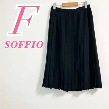 SOFFIO 블랙 플레어 스커트 플리츠 오피스 캐주얼 예쁜