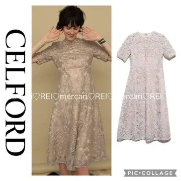CELFORD 셀포드 자수 레이스 원피스 드레스 반팔