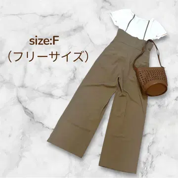 카키 스트랩이 달린 오버롤 팬츠 셋업 프리 사이즈 F