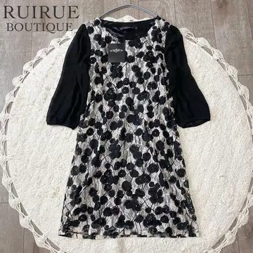 RUIRUE BOUTIQUE 꽃무늬 튤 미니 원피스 L 사이즈 블랙
