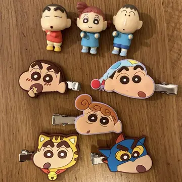 크레용 신짱 헤어 클립 나란히 3개