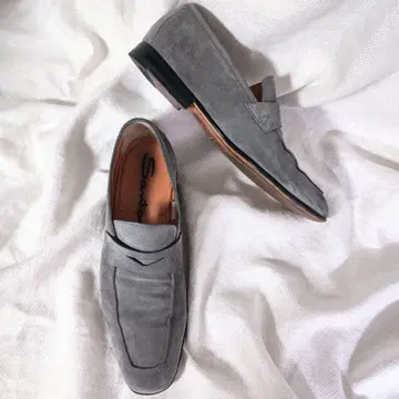 산토니 Santoni 스퀘어토 스웨이드 가죽 로퍼 신발 5 그레이