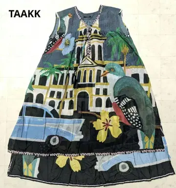 TAAKK HABANA 올 패턴 롱 원피스 코튼 실크
