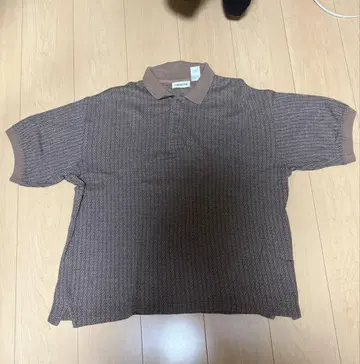 claiborne 브라운 다이아몬드 패턴 피케 셔츠 남성용
