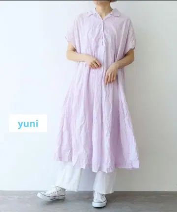 택 포함 새상품 정가 25300엔 yuni 원피스 주름 가공