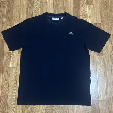LACOSTE CLASSIC FIT 네이비 사슴 무늬 티셔츠 면 100%