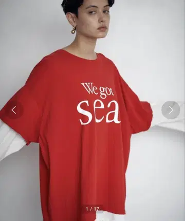 Sea 오버 사이즈 빨간색 티셔츠 We got sea.