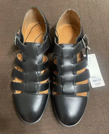 지유 천연 가죽 베이지 구르카 샌들 27.0 cm