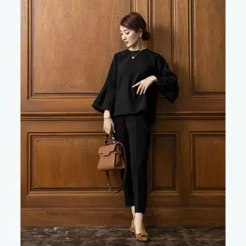 네이비 플레어 슬리브 셋업