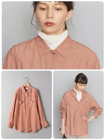 뷰티 앤 유스 핑크 롱 슬리브 셔츠 드레이프감 소재