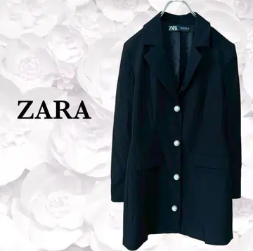 자라 'ZARA' 자켓 테일러드 [M] 블랙/검정 펄 플리츠 무지
